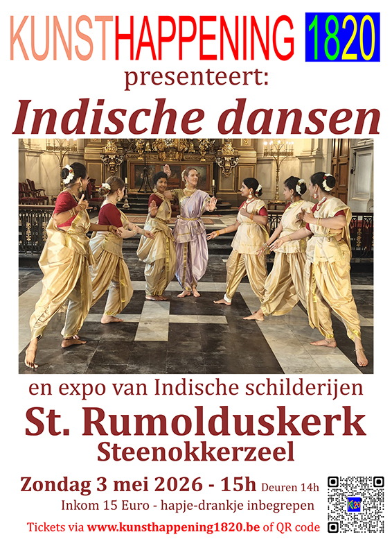 Aankondiging "Indische Dansen" in de St.Rumolduskerk van Steenokkerzeel