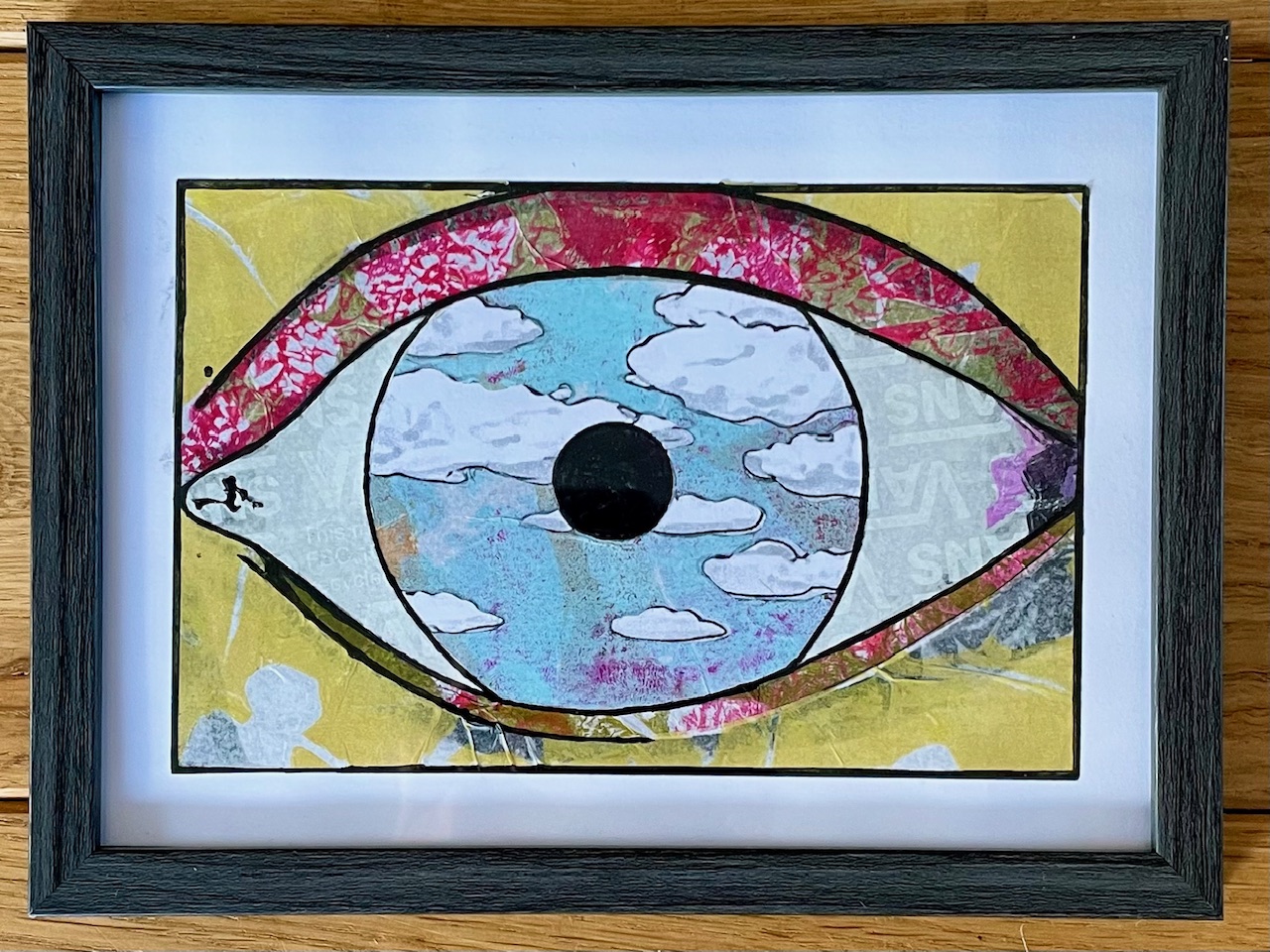 Gelprint Art Collage naar Magritte's oog