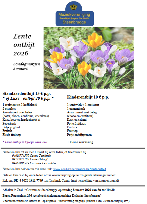Lente ontbijt zondag 8 maart 2026