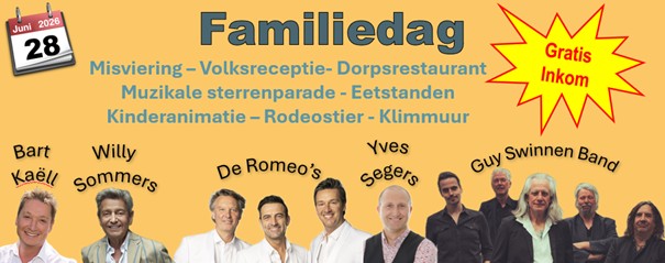 Voor het muzikale programma hebben we gekozen voor "the best of.." met toppers als De Romeo's, Willy Sommers, Bart Kaëll, Yves Segers en Rocklegende Guy Swinnen