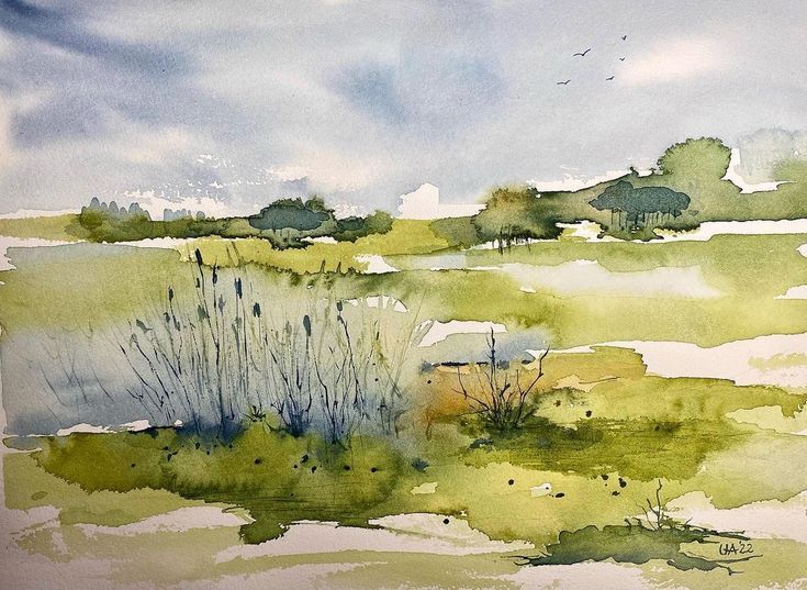 Landschap in aquarel