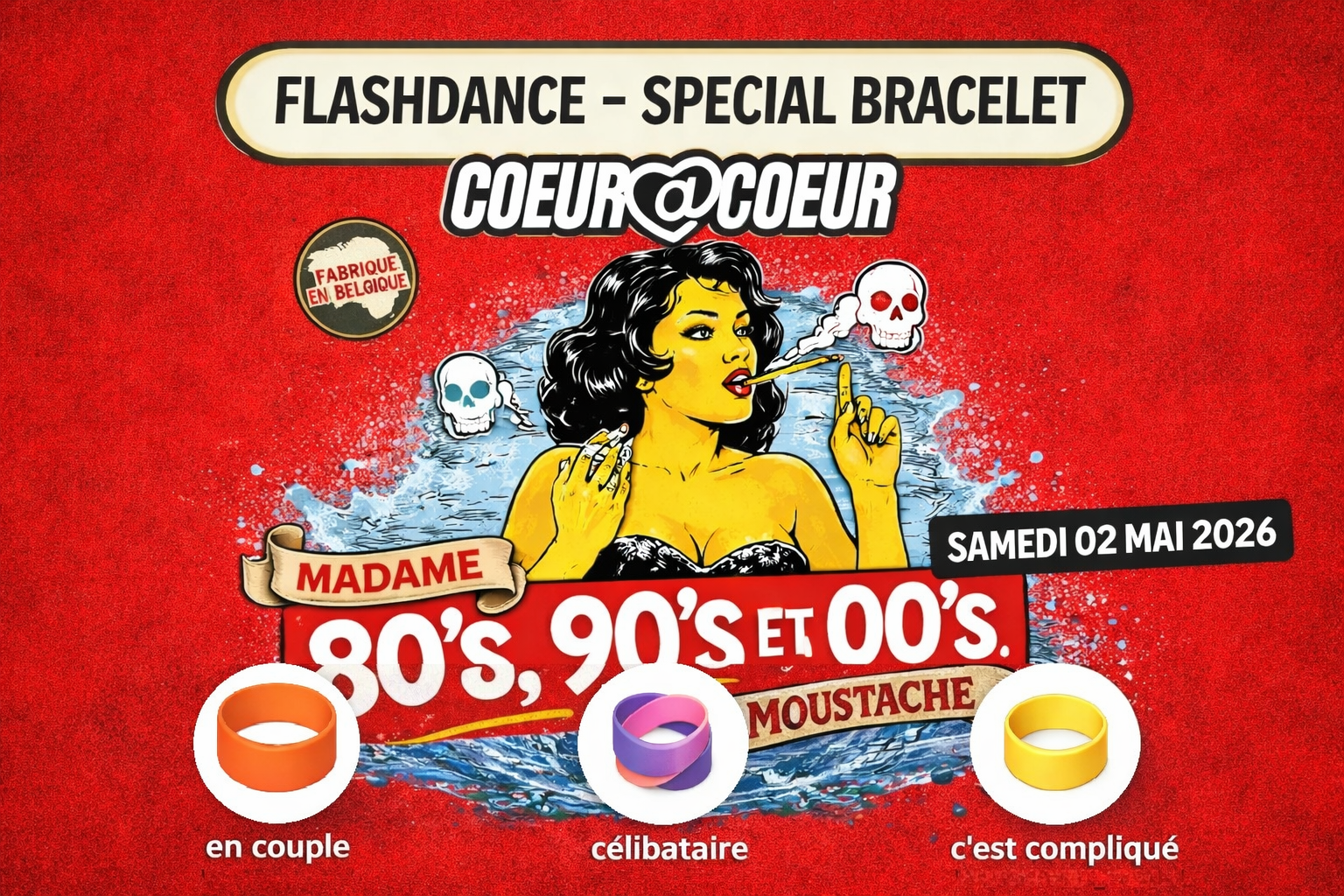 Flashdance 80s 90s – Grande soirée rencontres XXL / Madame Moustache Bxl x Cœur à Cœur