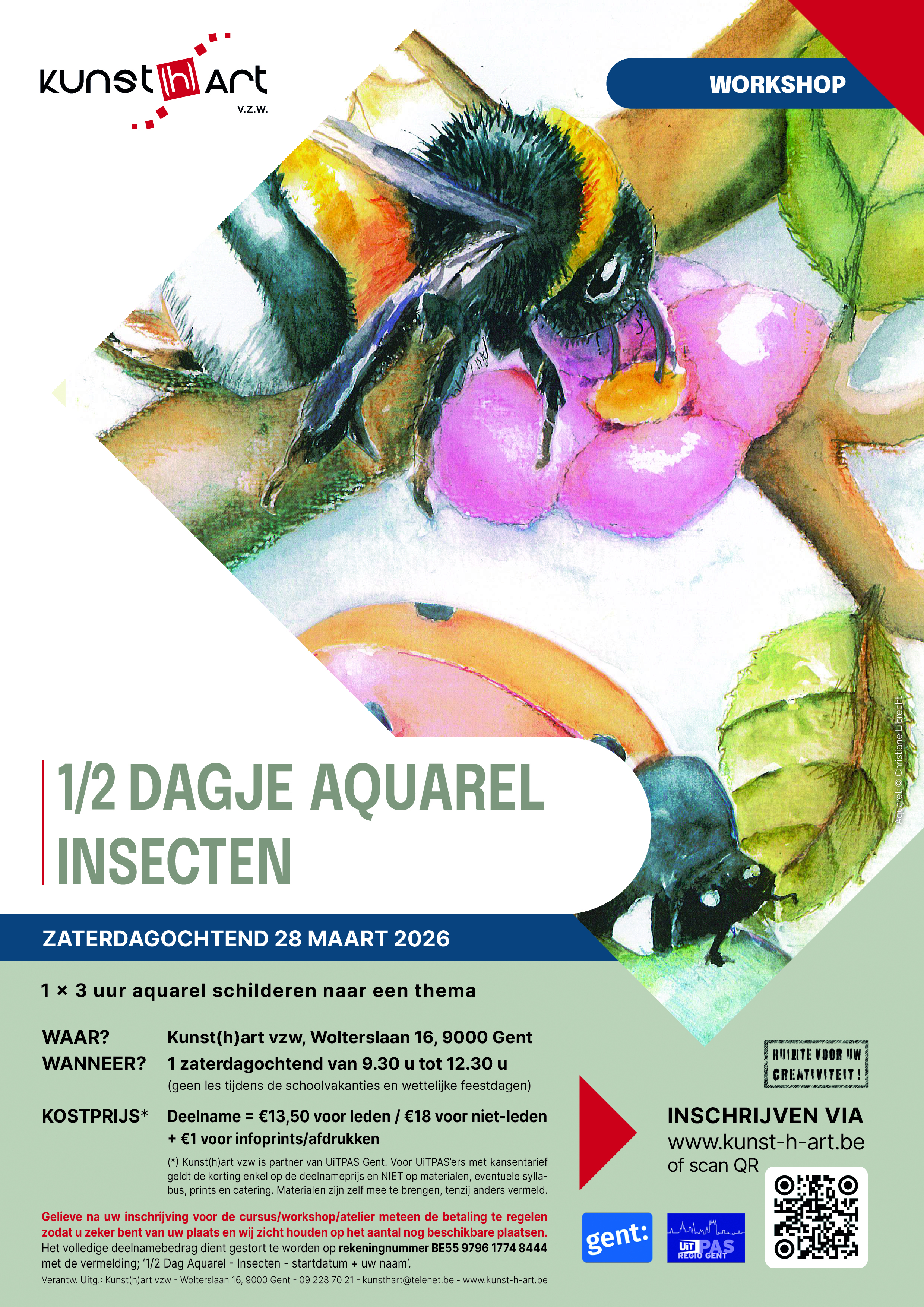 Affiche Half Dagje Aquarel - Insecten