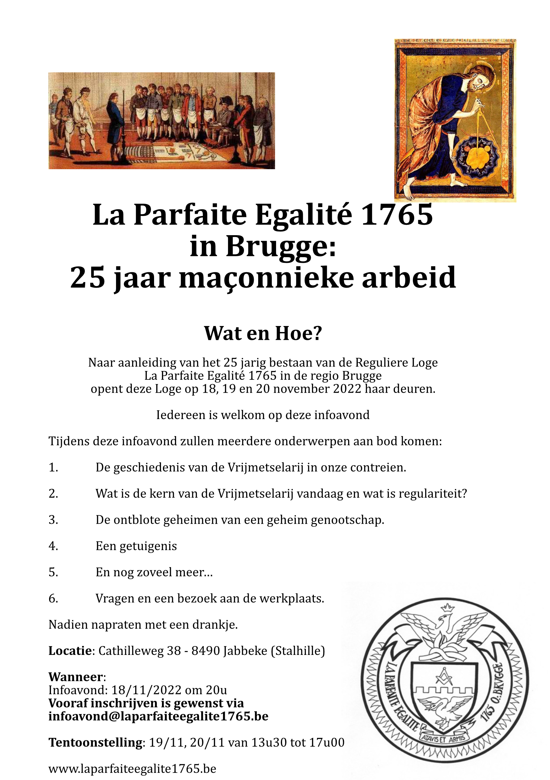 La Parfaite Egalité 1765 te Brugge infoavond