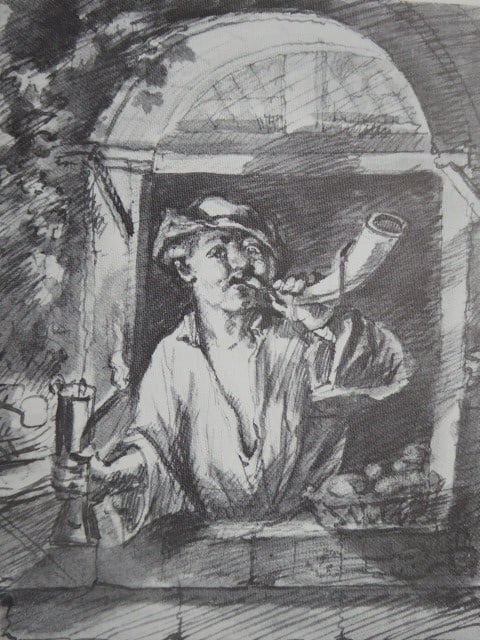 De hoornblazer roept de oven is heet gestookt.