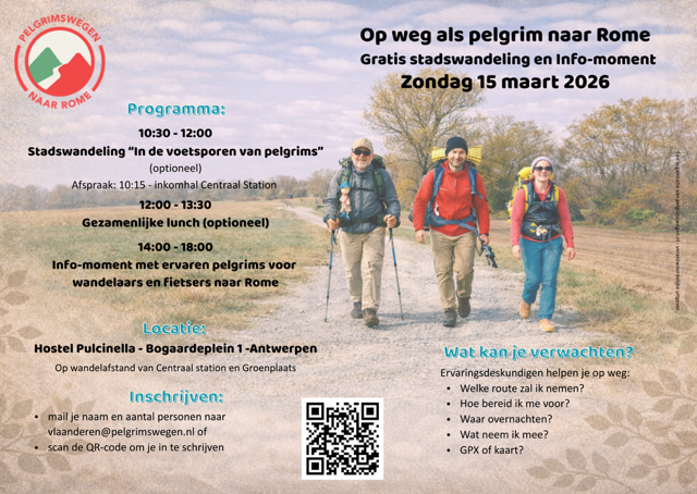 Flyer infodag Wandel- of Fietstocht naar Rome