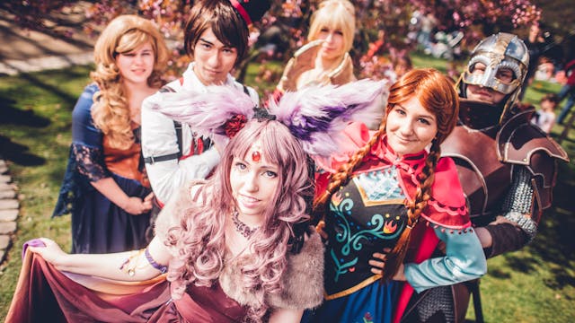 Cosplayers in de Japanse Tuin