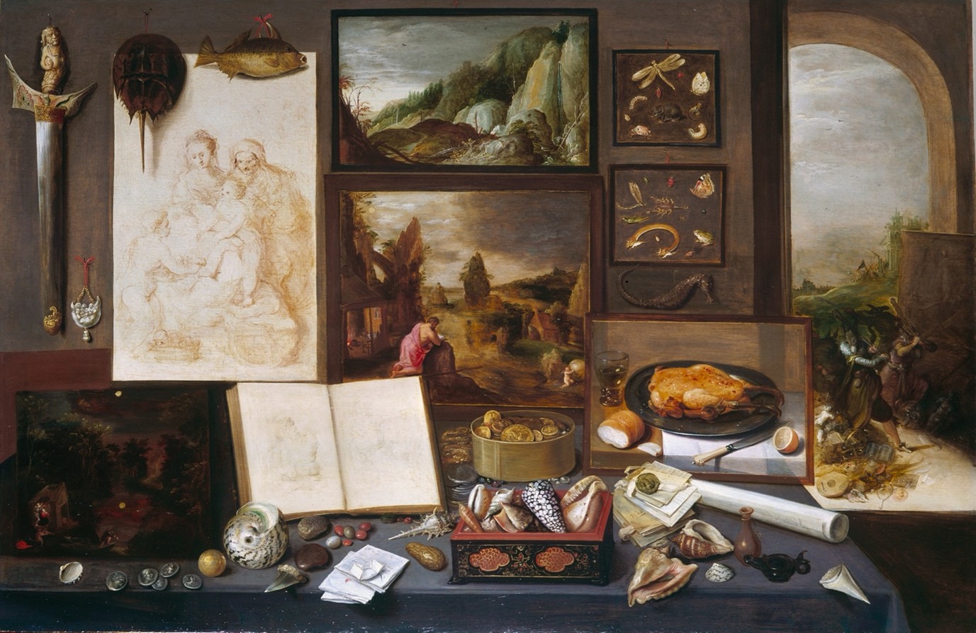 Een schilderij van een kabinetverzameling van Frans Francken de Jonge
