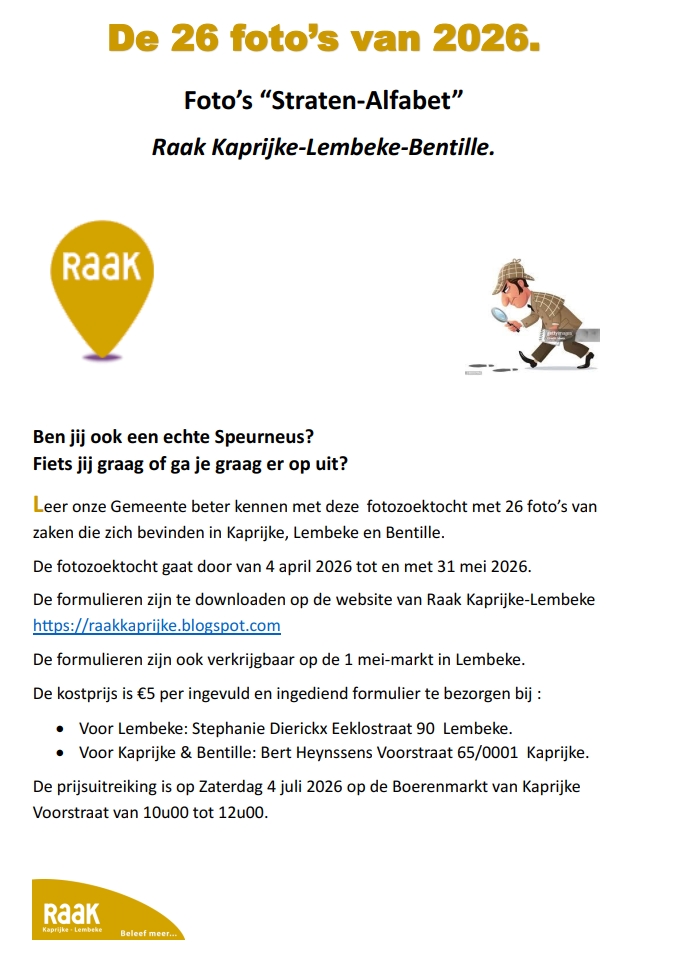 Flyer fotozoektocht Raak 2026
