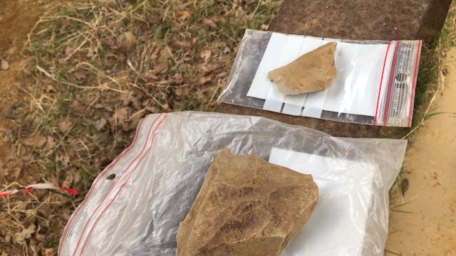 Stenen werktuigen, gevonden op de Neanderthalersite in Lanaken.