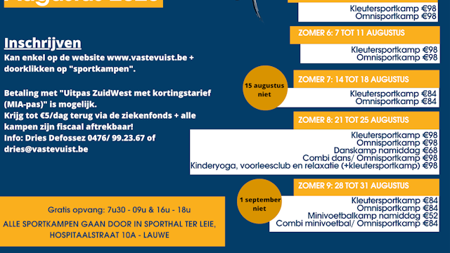Sportkamp Augustus 2023