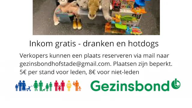 Tweedehands is HIP! Een tweedehandsbeurs voor baby-en kindergerief, speelgoed, kinder-en jeugdboeken. Voor verkopers: plaats reserveren enkel per mail! gezinsbondhofstade@gmail.com