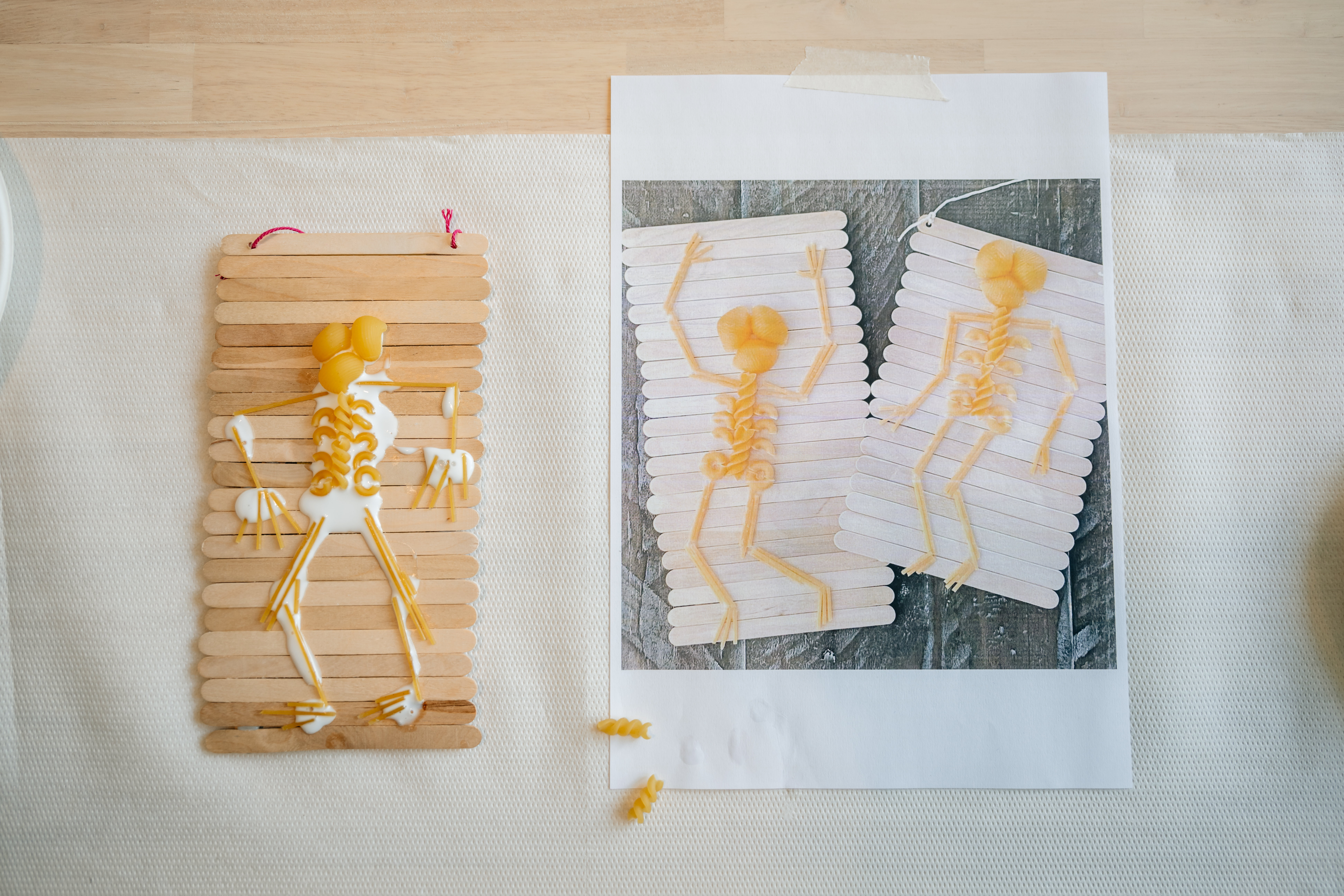 Wow, een skelet uit pasta!