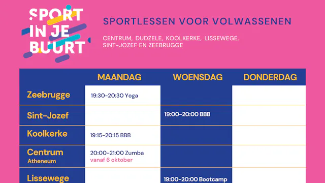 Weekschema Sport in je buurt
