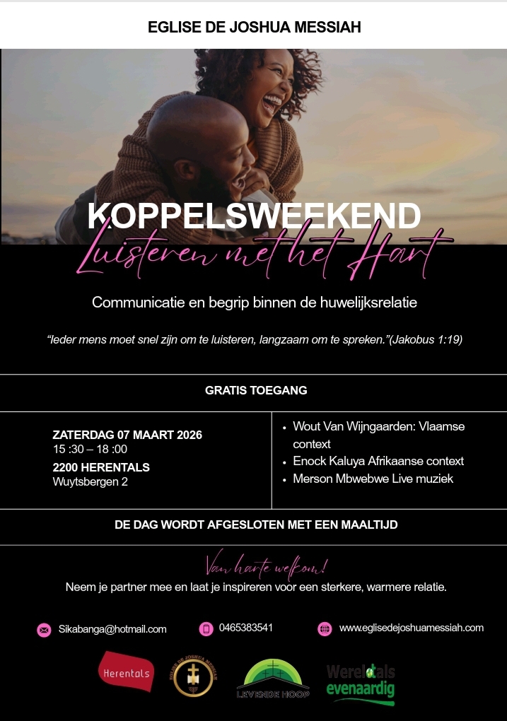 Een inspirerende namiddag voor koppels die hun relatie willen verdiepen door betere communicatie en wederzijds begrip, in een warme en verbindende sfeer.