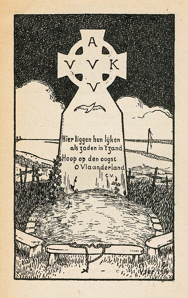 Tekening van een heldenhuldezerkje door Joe English