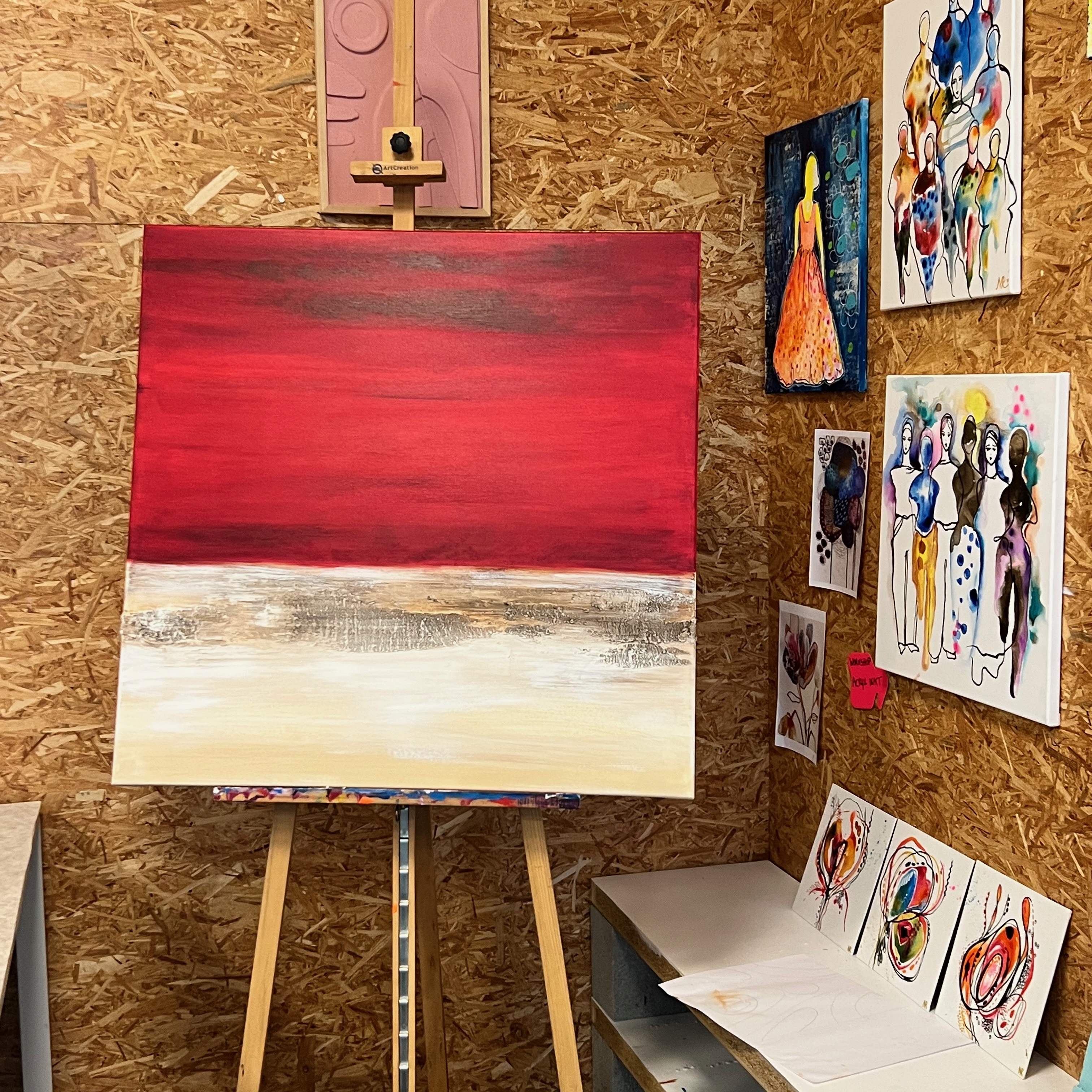 schilderen met structuren, palletmes en overgang