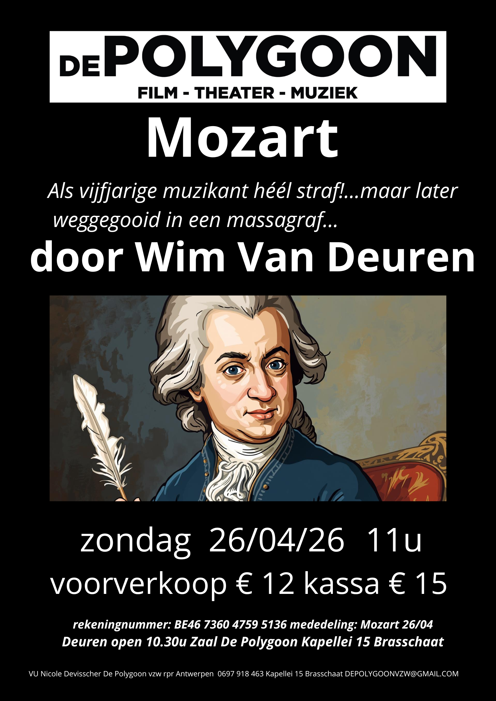Vertellingen en live pianomuziek over het leven en het componeren van Mozart.