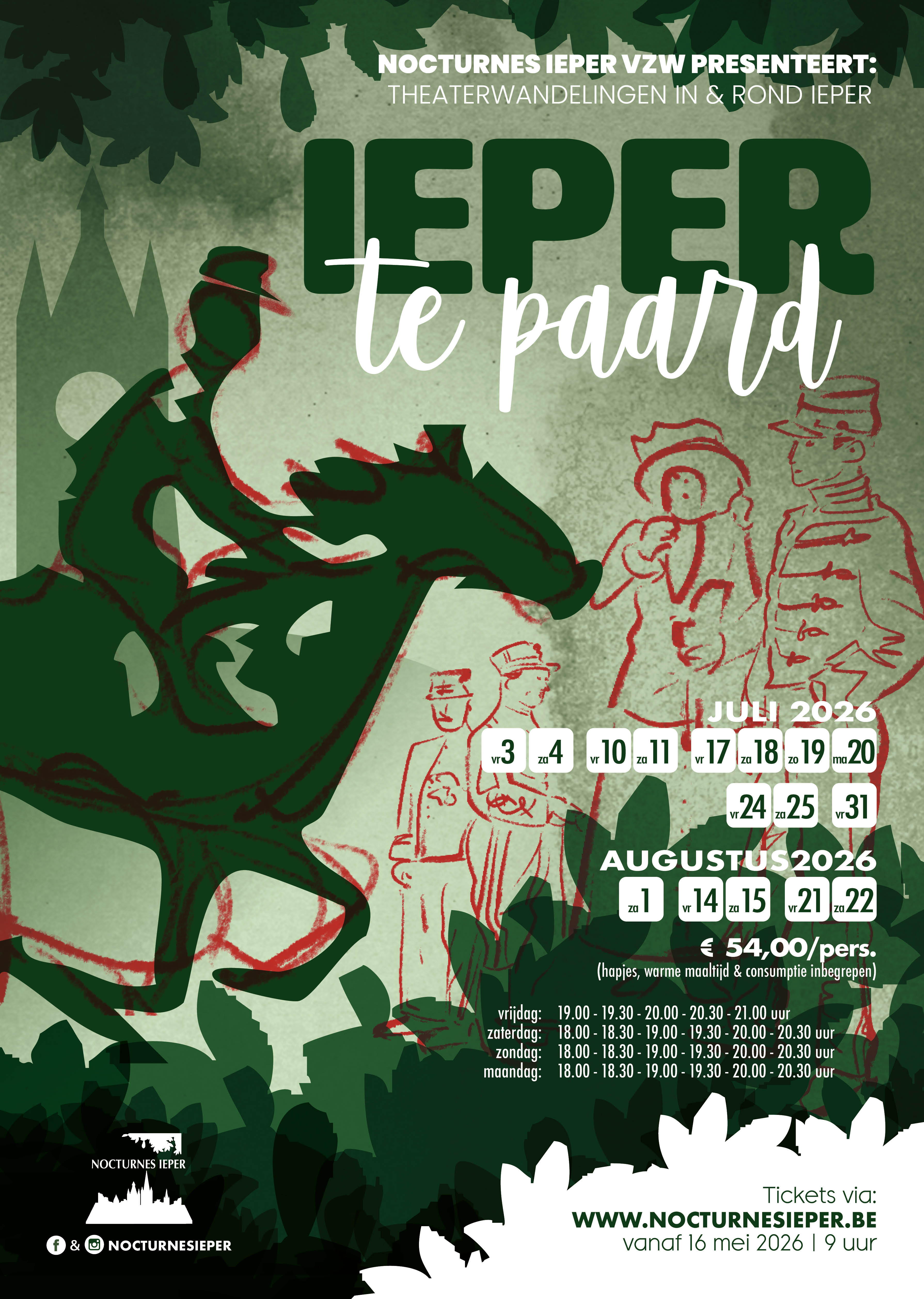 Affiche Ieper te paard