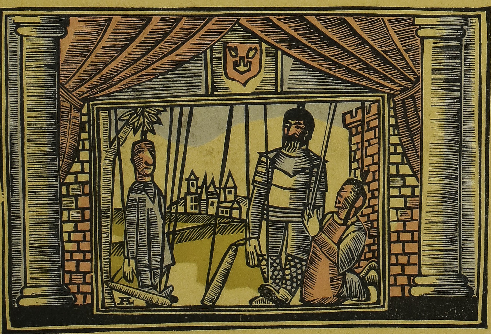 houtsnede Poesjenellentheater