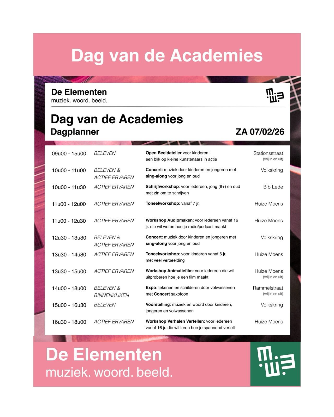 Wat is er te doen op dag van de academies?