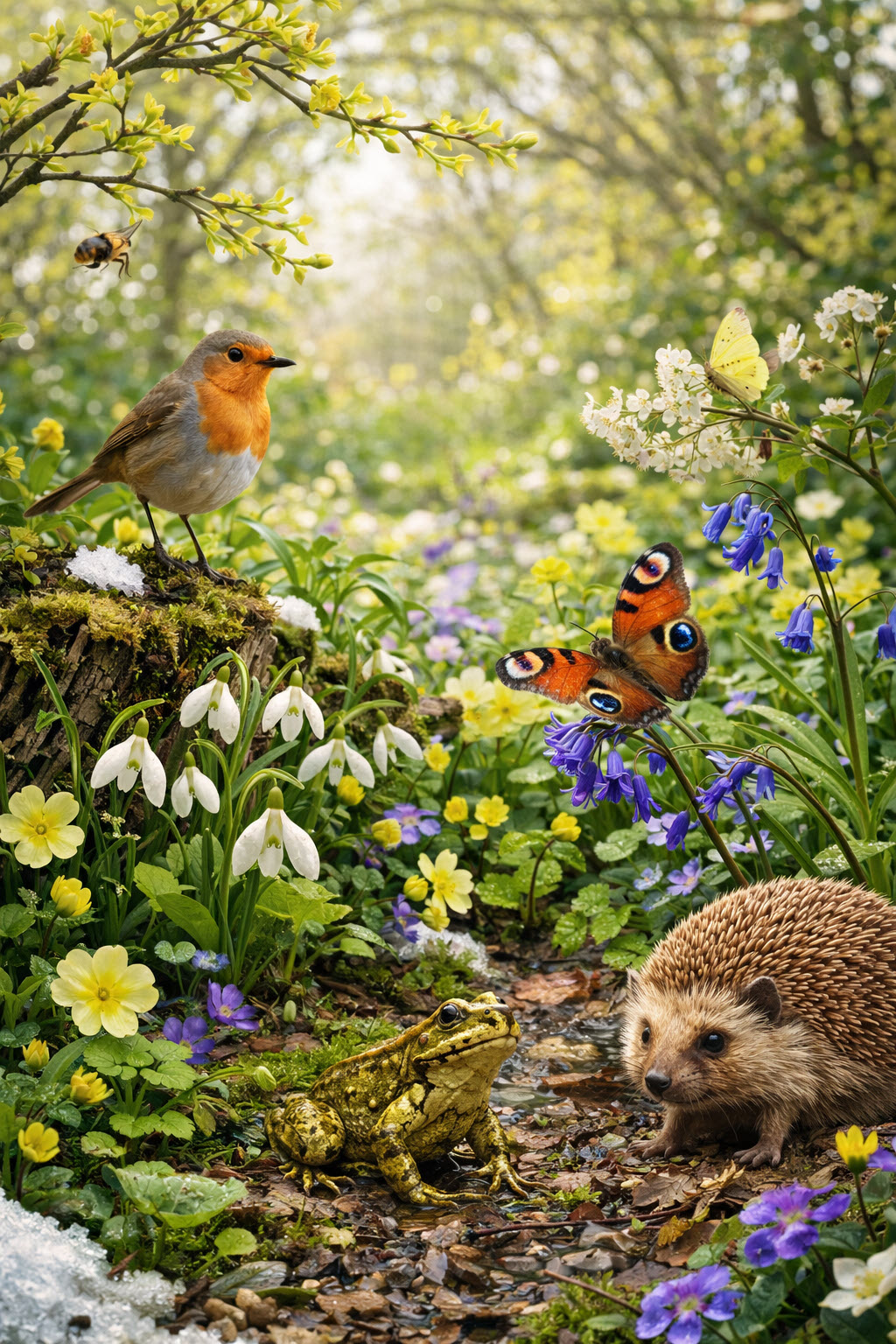 Lente in de bossen met dieren