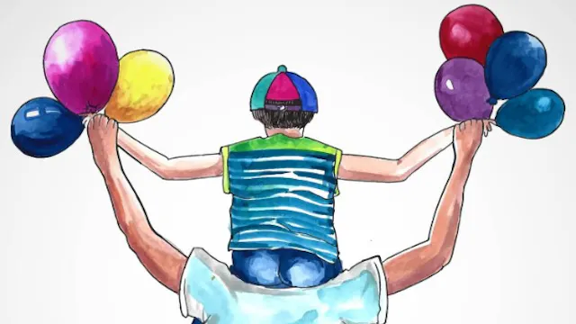 vaderdag jongen op rug papa