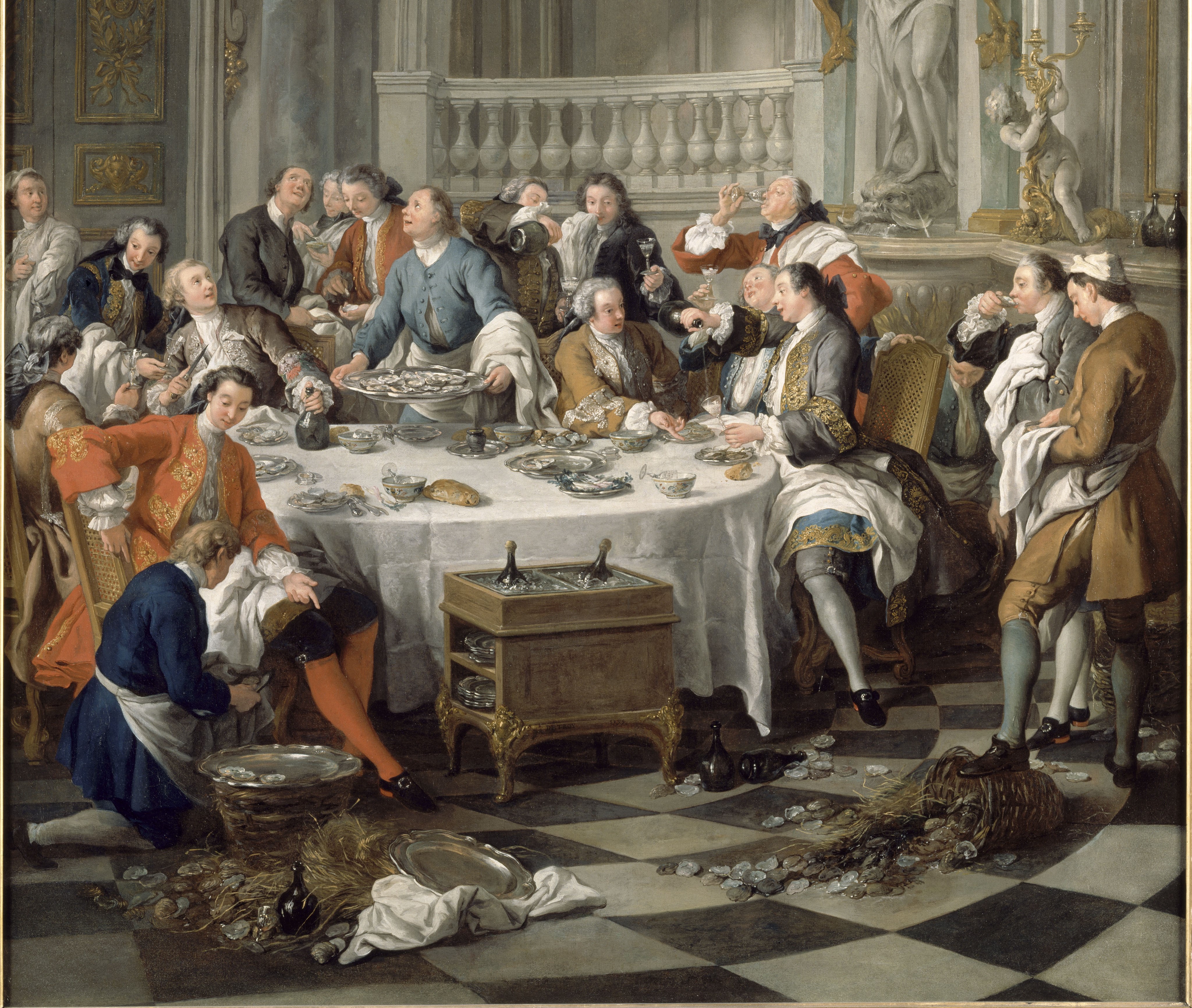 Jean-François de Troy, het oesterdiner (detail), 1735. Collectie Musée Condé, Chantilly. 