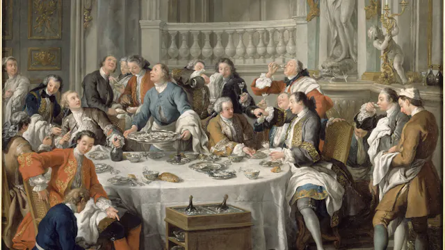 Jean-François de Troy, het oesterdiner (detail), 1735. Collectie Musée Condé, Chantilly.