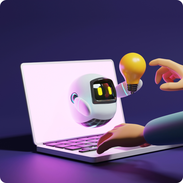 Ai afbeelding van laptop en robot