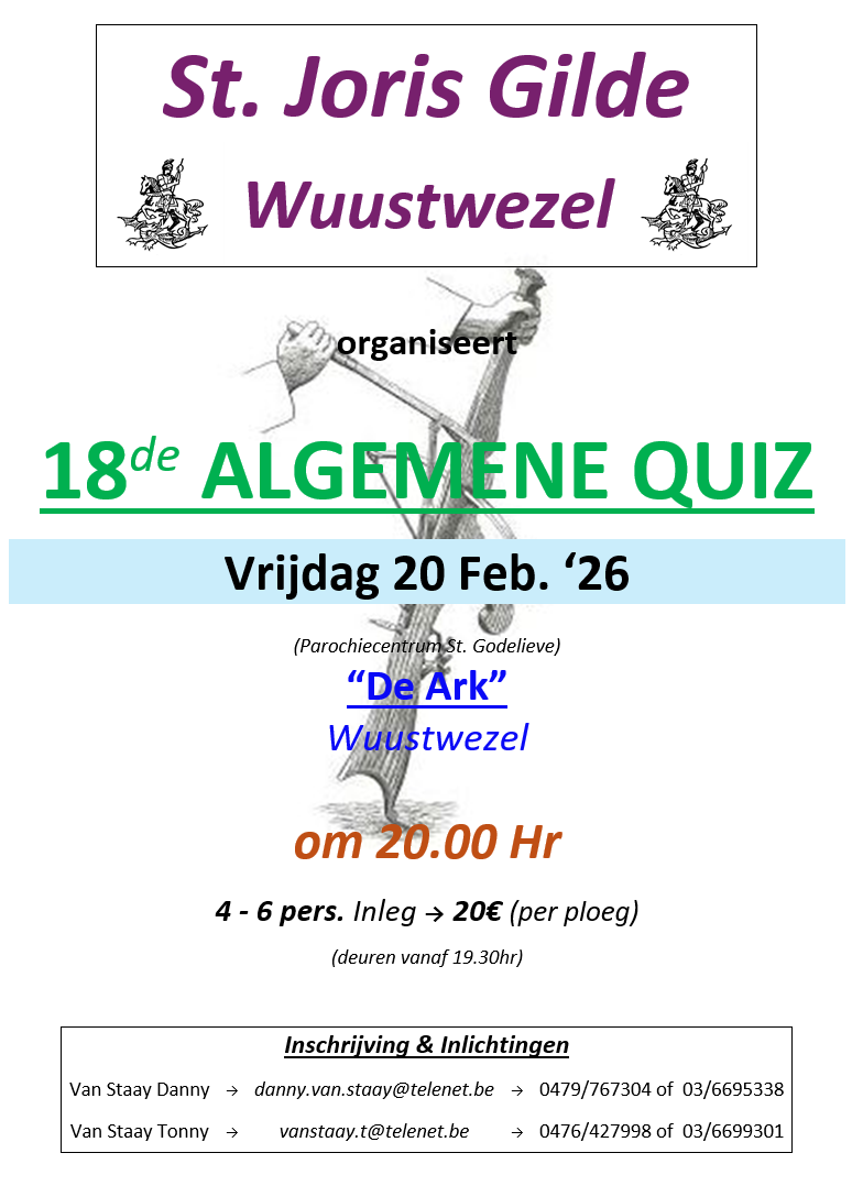 QUIZ 2026 - St. Jorisgilde Wuustwezel