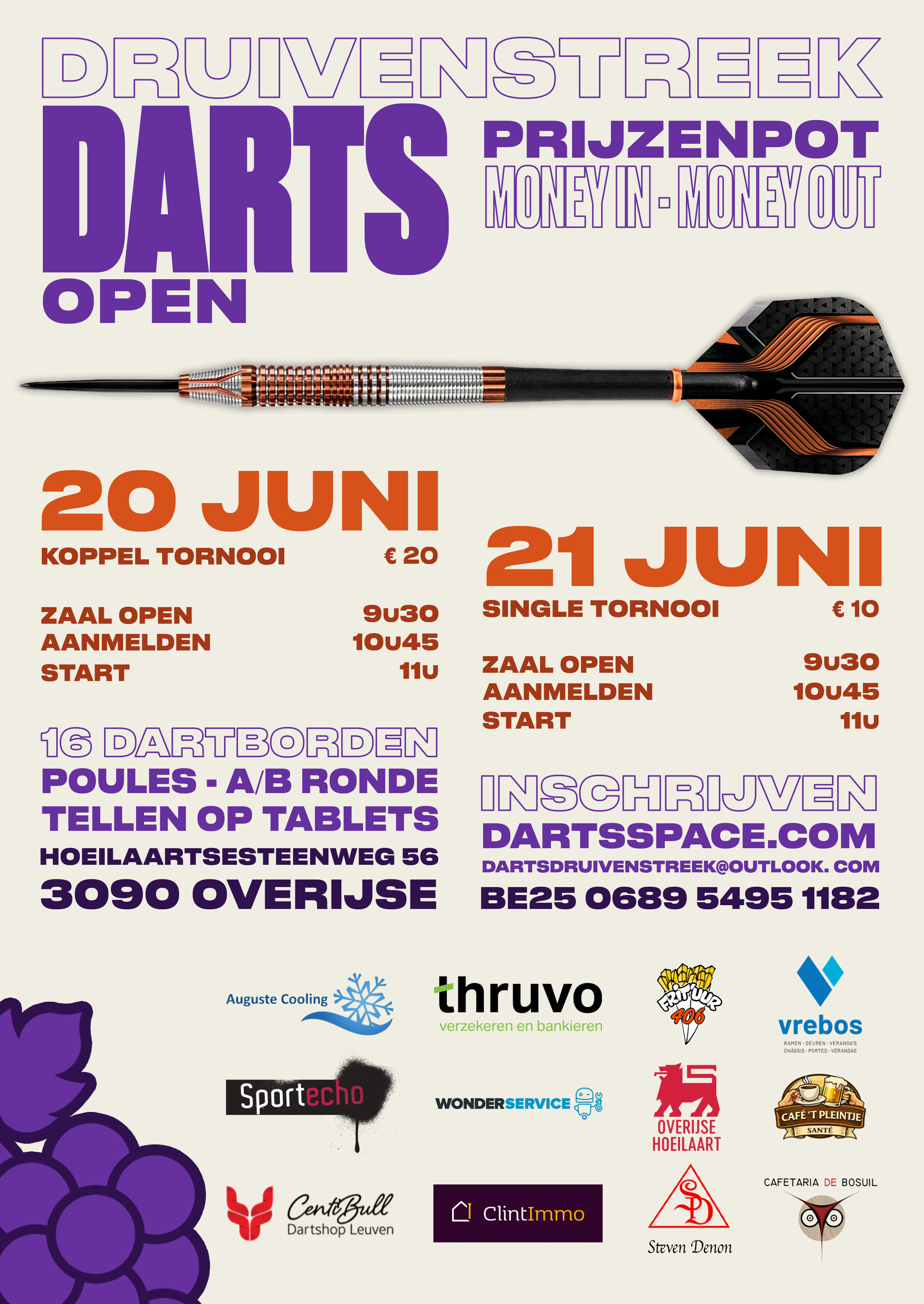 affiche Druivenstreek Darts Open