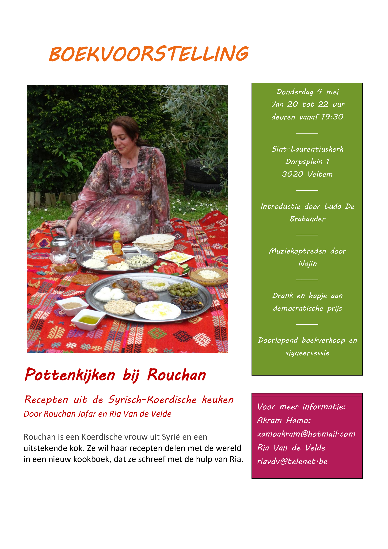 voorstelling van het Syrisch-Koerdisch kookboek ‘Pottenkijken bij Rouchan’ 