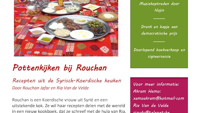 voorstelling van het Syrisch-Koerdisch kookboek ‘Pottenkijken bij Rouchan’