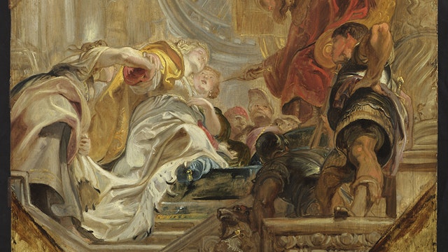 Esther voor Ahasverus - Olieverf op paneel - Peter Paul Rubens