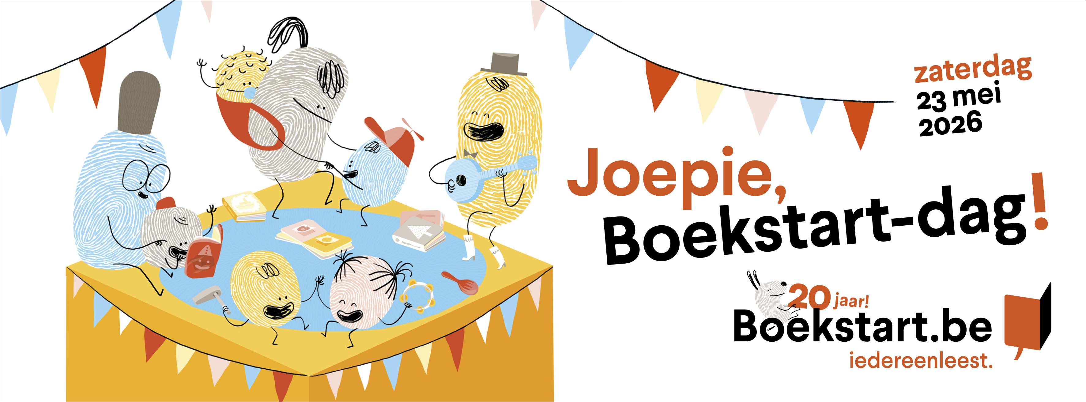 Banner van Boekstart-dag 23 mei 2026.