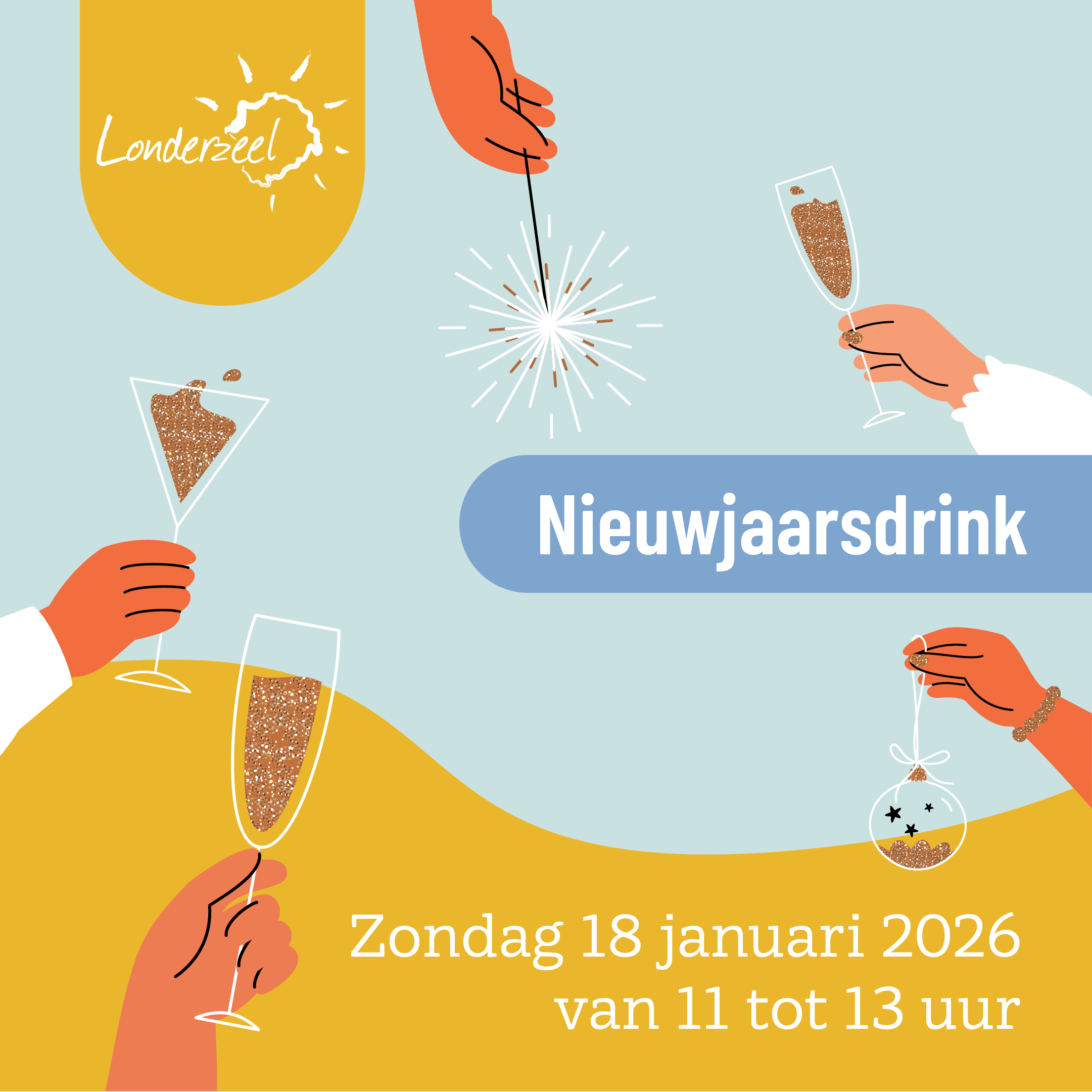 Nieuwjaarsdrink: zondag 18 januari van 11 tot 13 uur