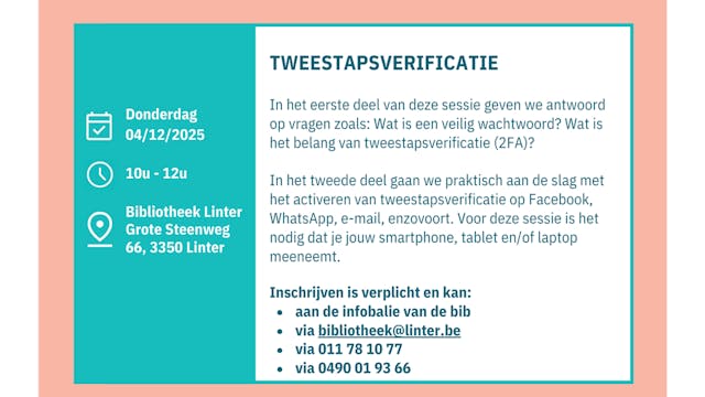 Infosessie Tweestapsverificatie
