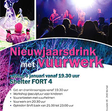 Nieuwjaarsdrink stad Mortsel met vuurwerk 