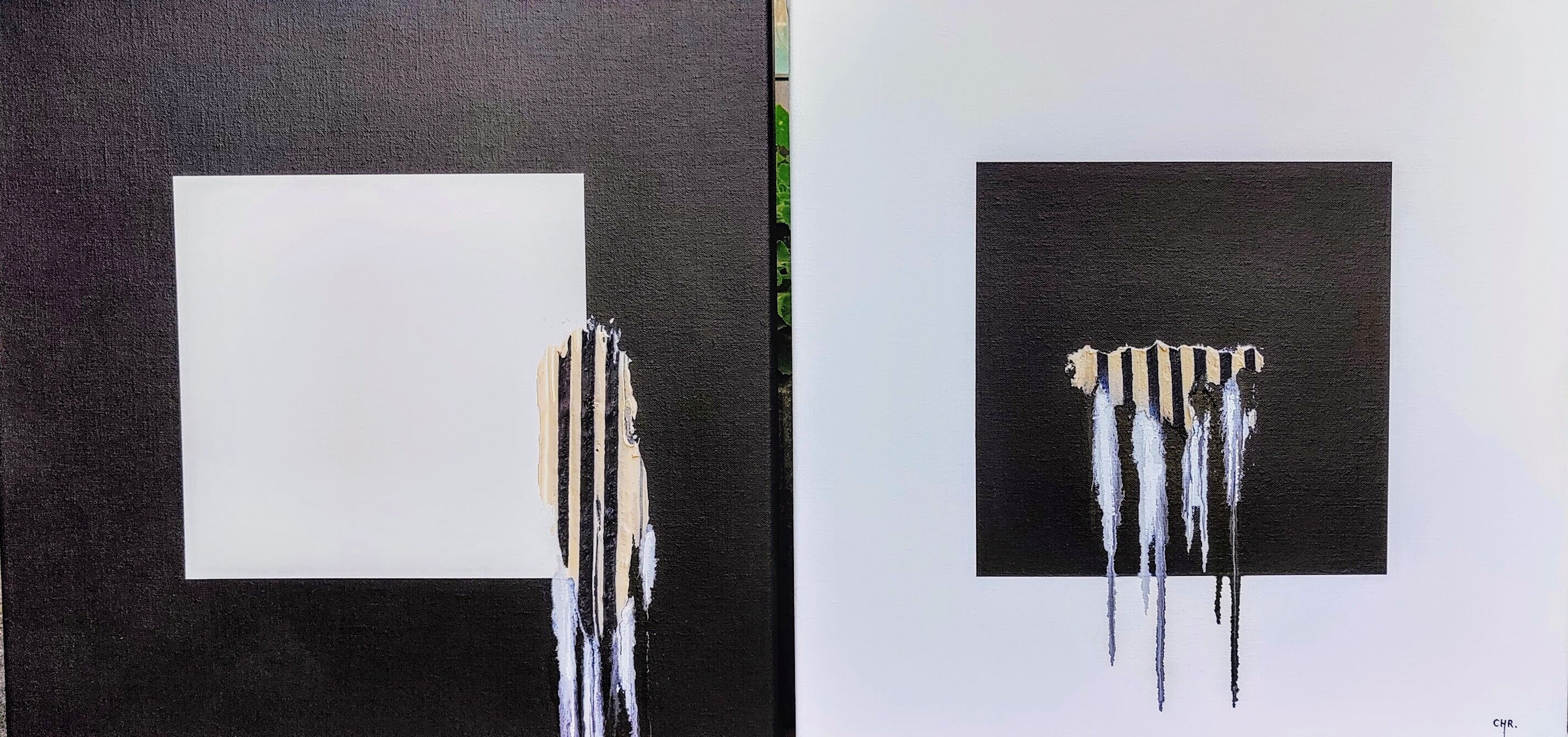 Black & White - 45 x 45 cm - Mixed media