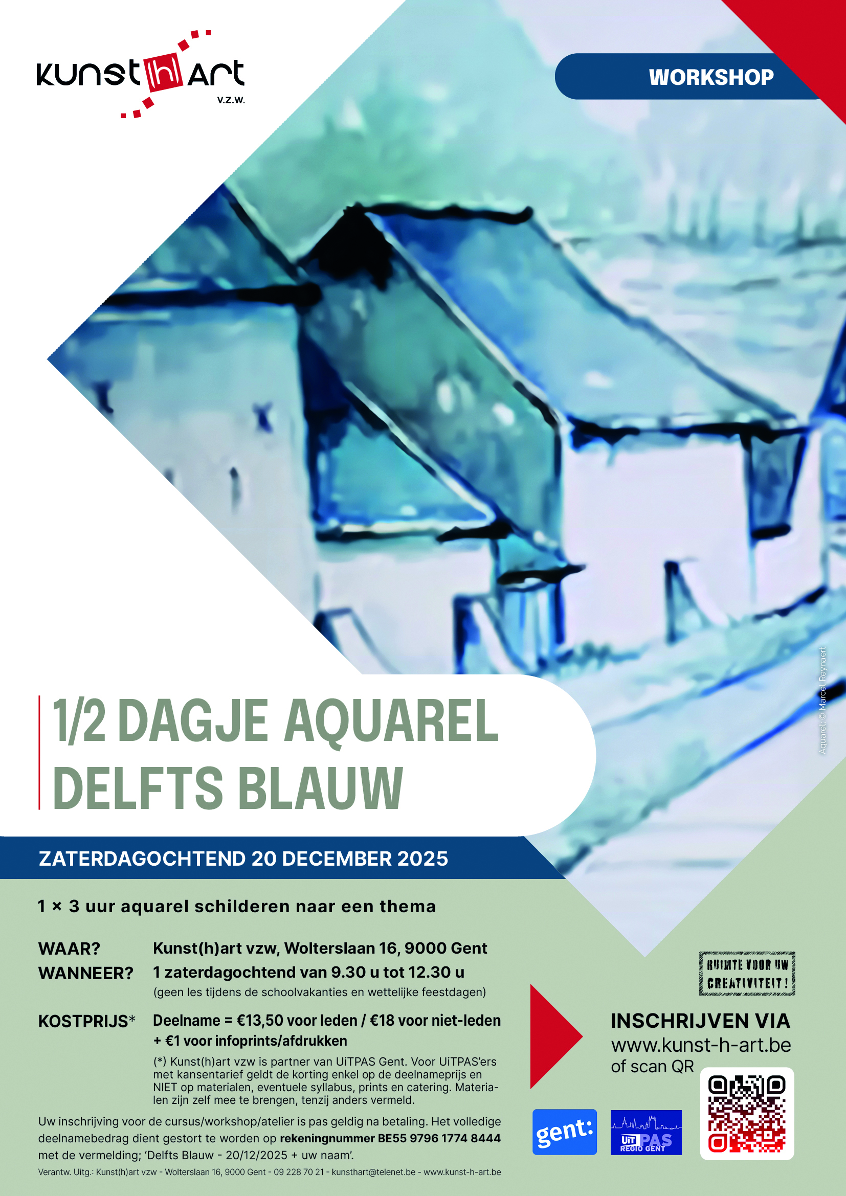 Affiche 1/2 dagje aquarel - Delfts Blauw