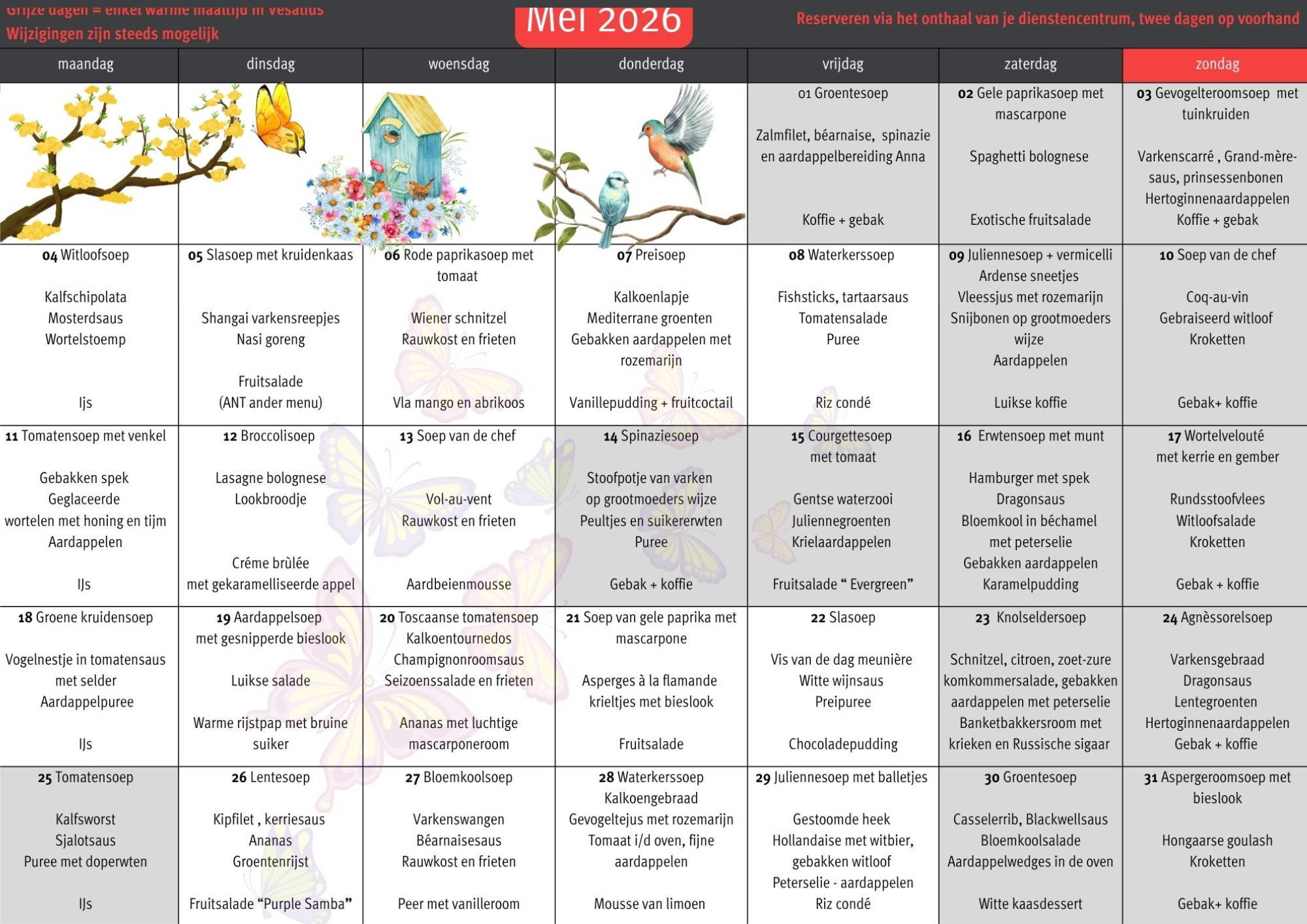 Menu maand mei 2026