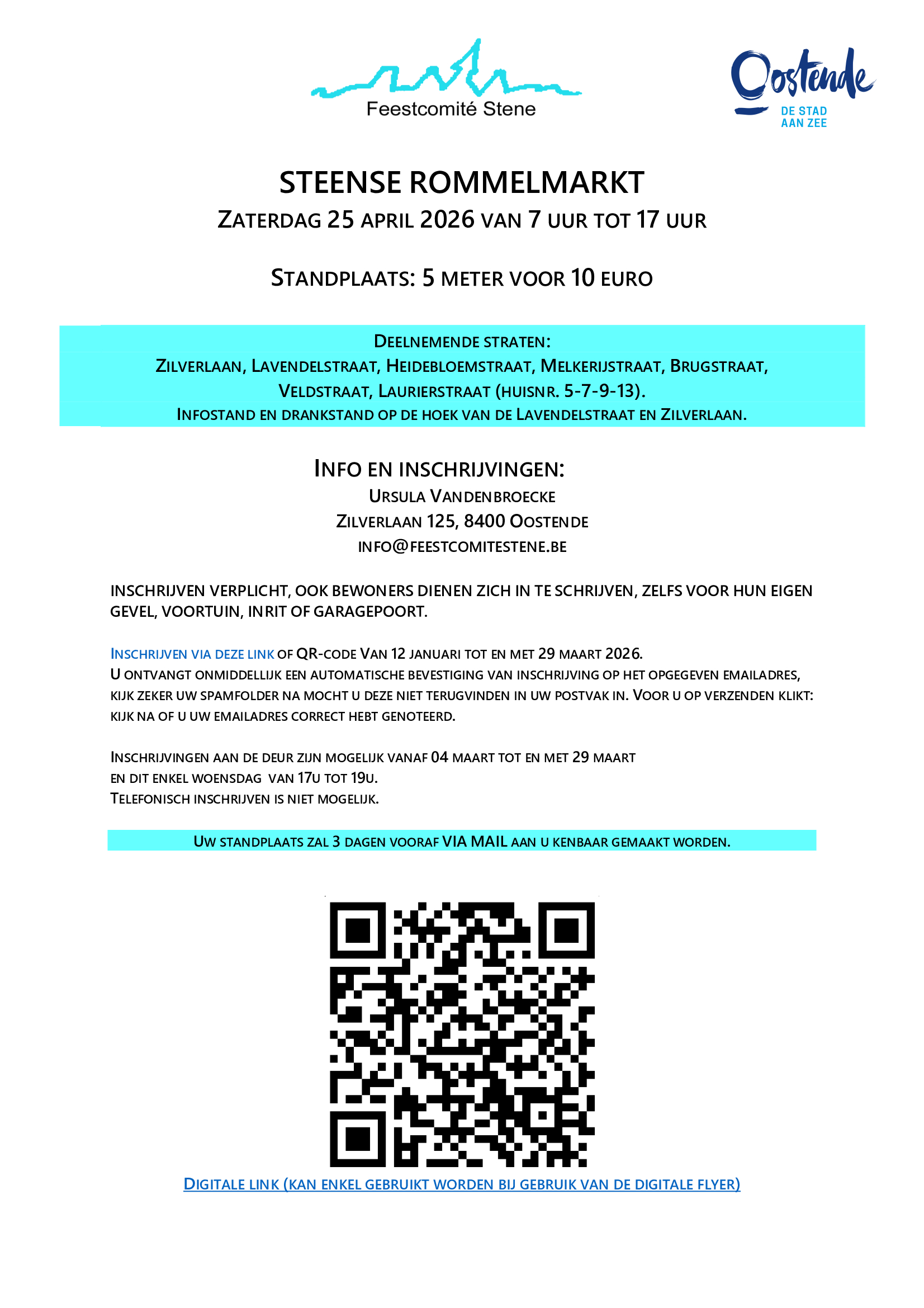 Inschrijving rommelmarkt Stene via QR code