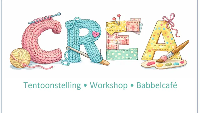 Affiche createntoonstelling en opendeur OKRA Stabroek met workshops en pannenkoeken