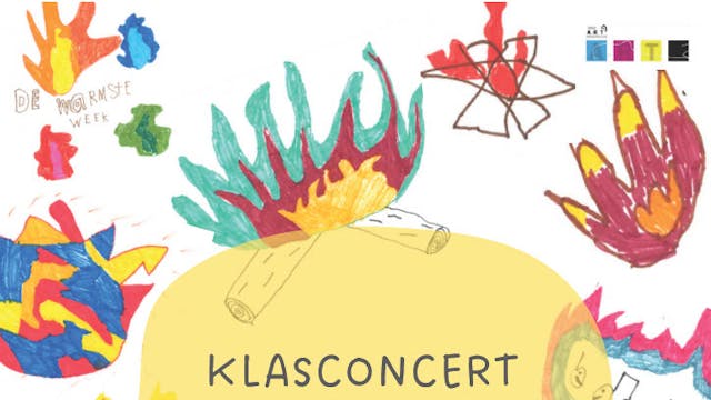 Affiche met kindertekeningen van vlammetjes