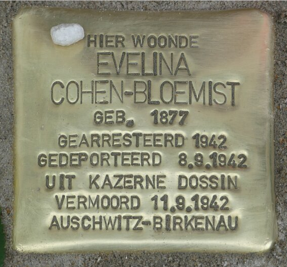 Struikelsteen voor Evelina Cohen-Bloemist in Merksem