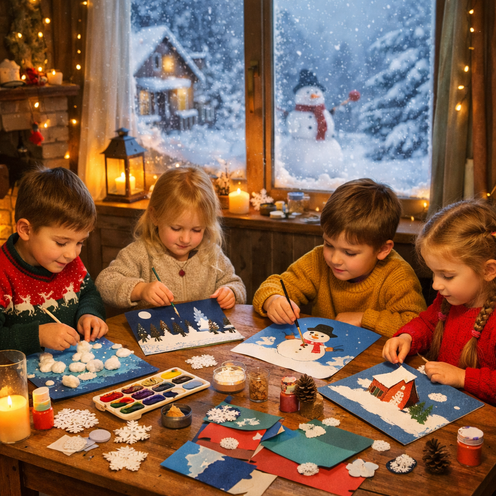 winterwerkjes knutselen en schilderen