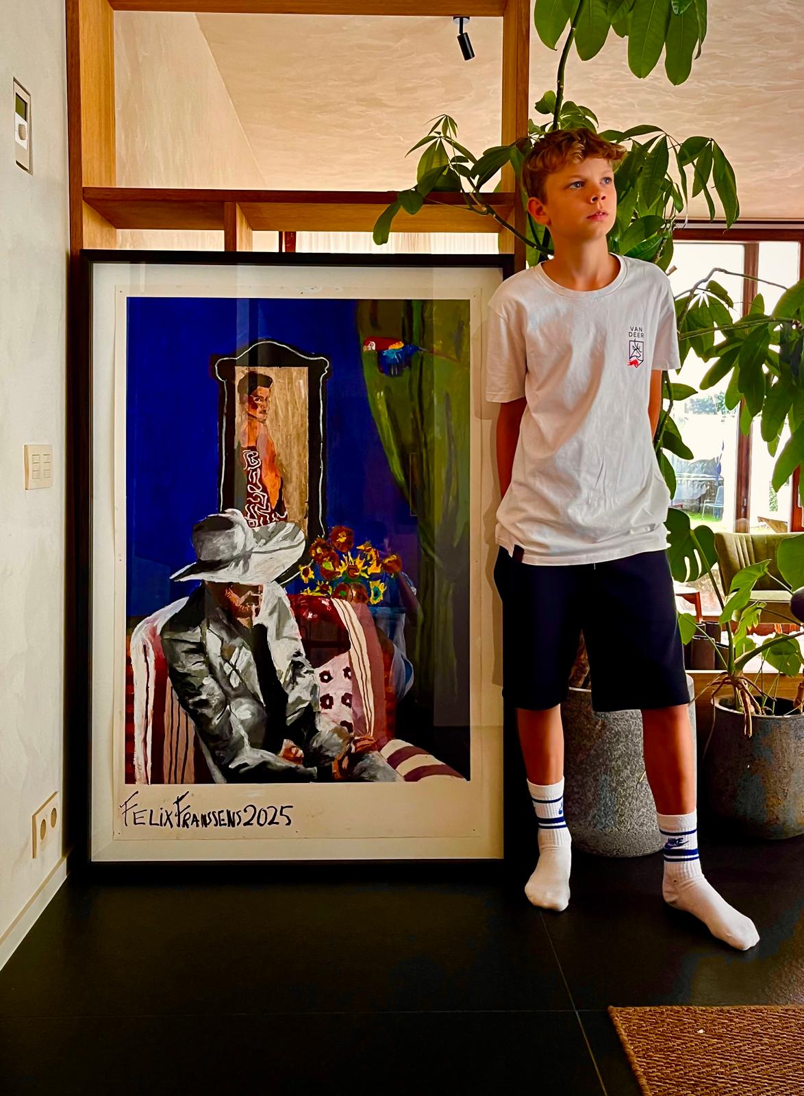 Felix Franssens met één van zijn schilderijen