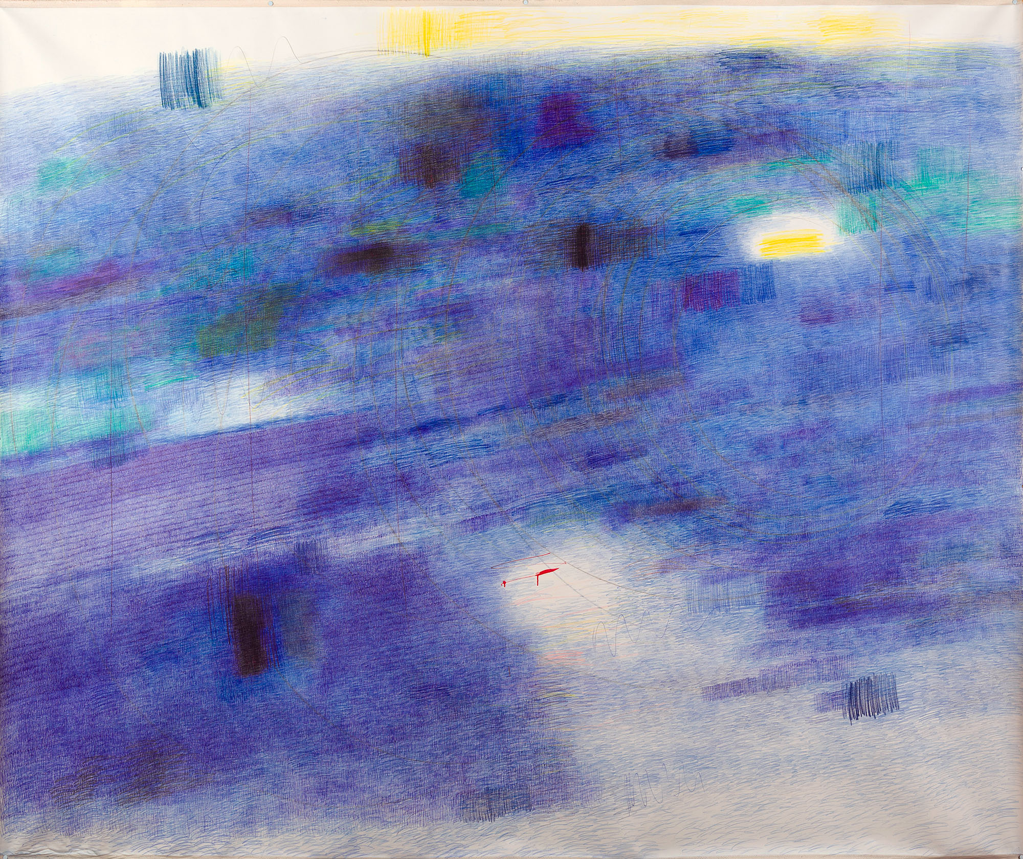 Il Colore del Tempo 2, 2023-2024 Ballpoint pen, colored pencil, and ink on canvas 83 1/8 x 100 3/8 in 214.4 x 254.6 cm