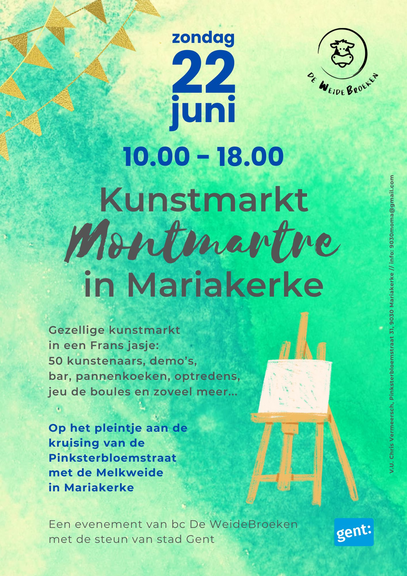 Affiche kunstmarkt Montmartre in Mariakerke